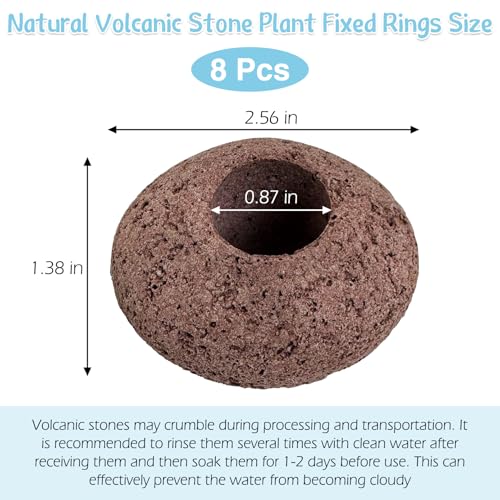 Hamiledyi Volcanic Rock Aquarium Plant Fixed Rings Natural Stone Plant Weights for Fish Tank Aquatic Plant Anchors Aquarium Decorations Landscape Stones (Aperture: 0.87",8Pcs)