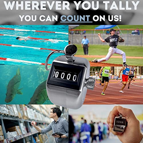 BuyJumpRopes Tally Counter, Professional Grade Stainless Steel H-102 Clicker Counter - Japanese Made 4-Digit Handheld Counter Clicker, Lap Counter, Pitch Counter Clicker, Multi-Use People Counter