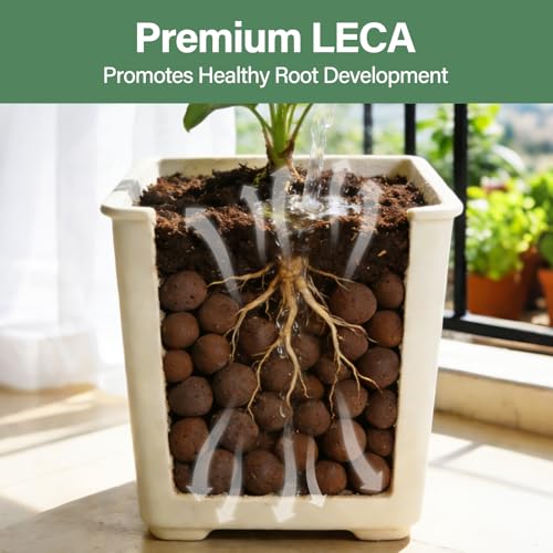 Halatool 18LB Leca Clay Pebbles for Plants, 4-16mm Hydro Balls for Drainage | Reusable, Lightweight Expanded Clay Pebbles, Prevent Root Rot, Hydroponics, Terrariums, Orchids, Top Dressing, Potted Plants - size: 18LB