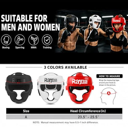 Boxing Headgear for Men Women – Professional Lightweight Open Face Head Guard, Breathable Protection, Secure Fit for MMA Muay Thai Kickboxing Sparring Training - color: Black