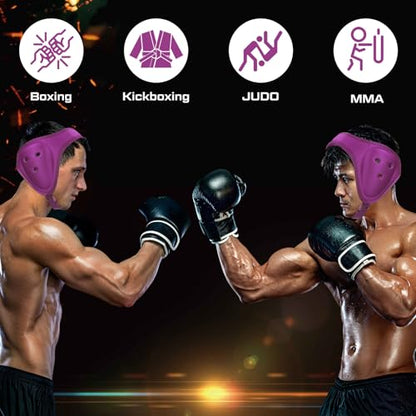 Jerify 2 Pcs Wrestling Headgear for Kids Youth Soft Grappling Headgear Wrestling Adjustable Ear Guard Protective(Dark Red) - color: purple