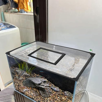 Aquarium Anti Jumping Net DIY Tank Cover Tear Resistant Easy Install Top Screen Fish Barrier - size: 100x50cm