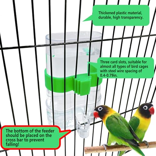 Automatic Bird Water Dispenser Parrot Water Feeder Bird Seed Food Container Parakeet Waterer Cockatiel Cage Accessories Automatic Feeding for Finch Lovebird Canary Small Birds(2Pcs) - color: Clear