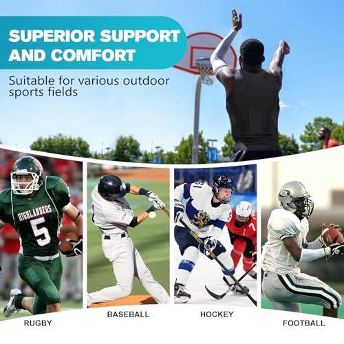TUOY Adult Rib Chest Protector, New Version - Padded 5 Pads Baseball Football Lacrosse Rib Heart Sternum Guard - color: Black, size: Small