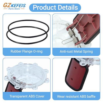 7056 Check Valve Cover with Flapper Assembly Kit Compatible with Zodiac Jandy Spring Check Valve Replacement, 2 Pack, Fits 7235 7236 7305 7511 7512 Models, Clear Lid Spring Pin O-Ring Included