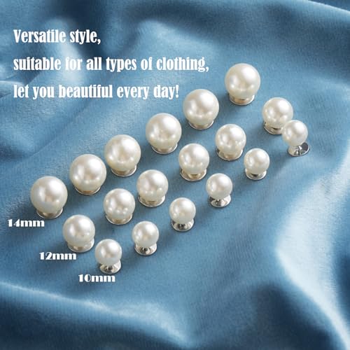 ZLMCUJE 18 Sets No Sew Pearls Decorative Replace Buttons Brooch Pearl Pins Removable Reusable for Clothes DIY Clothing Accessories(Mix) - size: Mixed Size