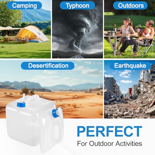 2 Pack Collapsible Water Container with Spigot,BPA Free Food Safe Camping Water Storage Carrier Jug for Outdoors Hiking Backpack & Survival Kit, Foldable Portable Water Canteen(10L/5.3 Gallon) - size: 2-Pack 5.3 Gal