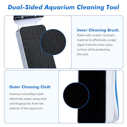 Rise Torrent Aquarium Magnetic Glass Cleaner, Fish Tank Algae Scraper Brush Cleaning Tool for 1/4"-1/2" Thickness Glass, Floating Scrubber Brush Cleaner for Acrylic, 1 Detachable Scraper, Large - size: Large