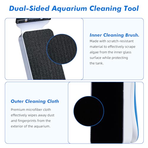 Rise Torrent Aquarium Magnetic Glass Cleaner, Fish Tank Algae Scraper Brush Cleaning Tool for 1/4"-3/8" Thickness Glass, Floating Scrubber Brush Cleaner for Acrylic, 1 Detachable Scraper, Medium - size: Medium