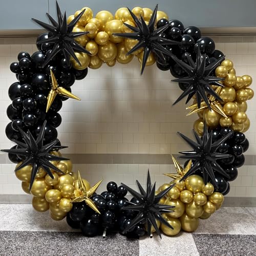 Black Star Balloons, 6PCS 22 Inch Foil Explosion Star Balloons - color: Black