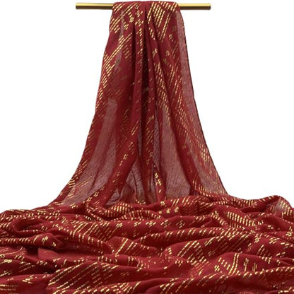 1920's Women's large-sized winter and autumn scarf - Retro Faux Assuit Foil print-embossed style long scarves - color: Red
