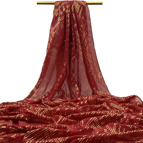 1920's Women's large-sized winter and autumn scarf - Retro Faux Assuit Foil print-embossed style long scarves - color: Red