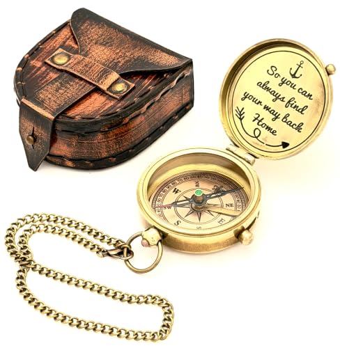 Brass Compass - So You can Always find Your Way Back Home - Engraved Compass - Personalized Compass - Anniversary Mens Gift - Graduation Gift - Gift for Boys/Mens