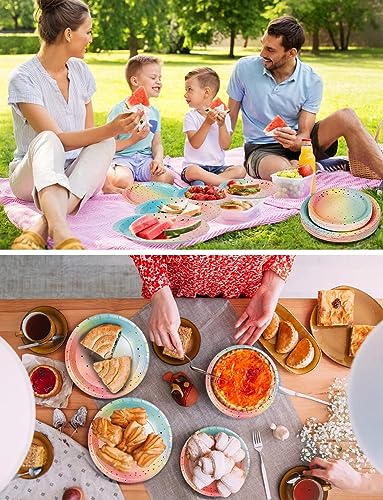 Nkaiso 141Pcs Rainbow Paper Plates and Napkins Party Supplies for20 - color: Rainbow
