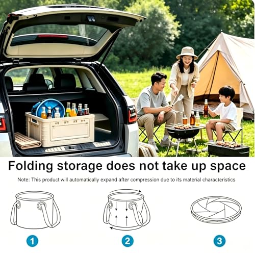 6.6 Gallon Collapsible Bucket with Drain Valve & Handle, Portable Outdoor Water Bucket for RV, Camping, Fishing, Hiking, Gardening & Car Washing