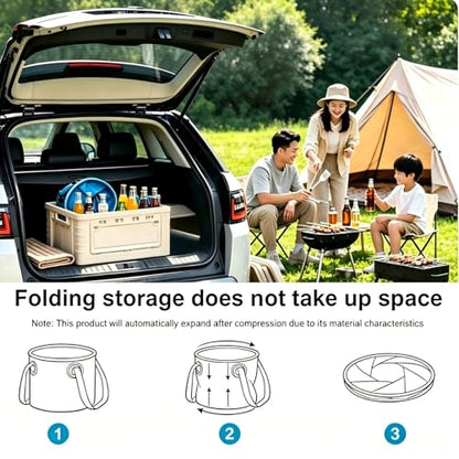 6.6 Gallon Collapsible Bucket with Drain Valve & Handle, Portable Outdoor Water Bucket for RV, Camping, Fishing, Hiking, Gardening & Car Washing