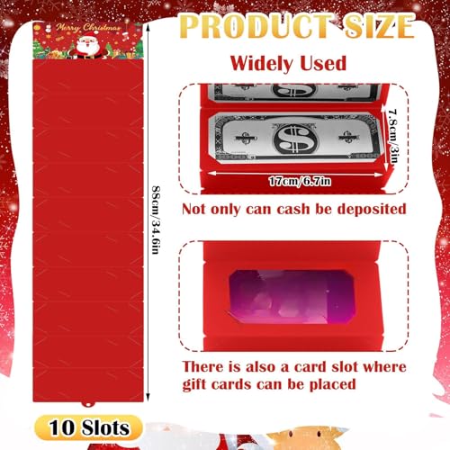 Christmas Cash Gift Envelopes, 2026 New Year's Eve cash gift envelope with 10 Slots, Surprise Card Holder for Xmas, DIY Holiday Money Gift Card for Money Holder for Family & Friends, Red - color: Red