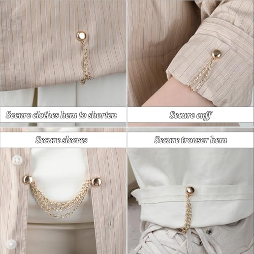 12 Pcs Magnet Hem Clips Pant Waist Tightener Multi-Function Magnetic Clothing Clips Metal Strong Magnet Pins Pinless Button Clip Chain for Fixing Hijab Clothes Pants Legs Sleeves Hem