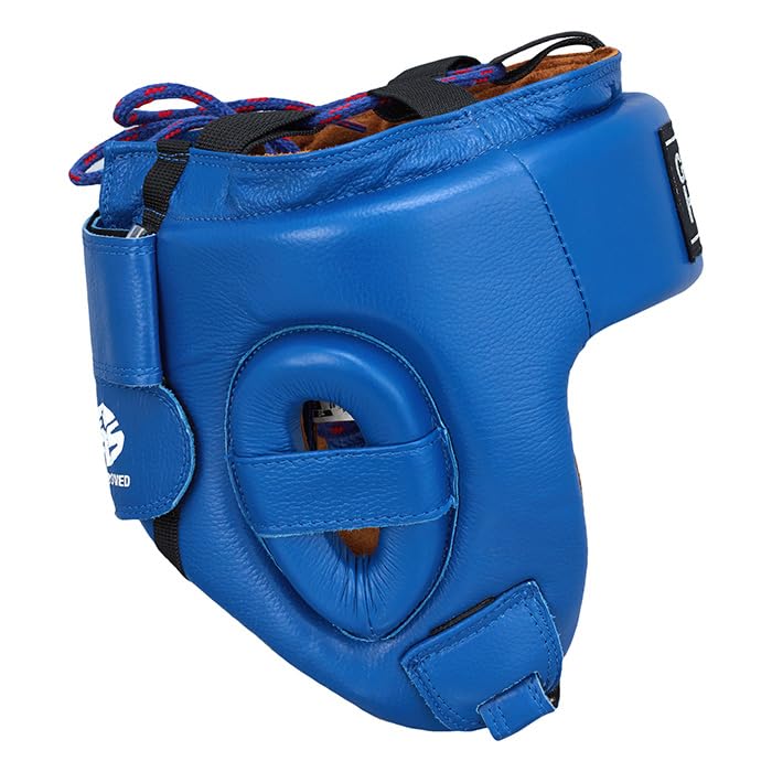 Boxing Headgear for Men & Women – MMA & Muay Thai Sparring Gear, Five Star AIBA-Approved Leather Head Guard - color: Blue