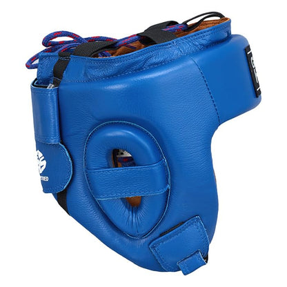 Boxing Headgear for Men & Women – MMA & Muay Thai Sparring Gear, Five Star AIBA-Approved Leather Head Guard - color: Blue