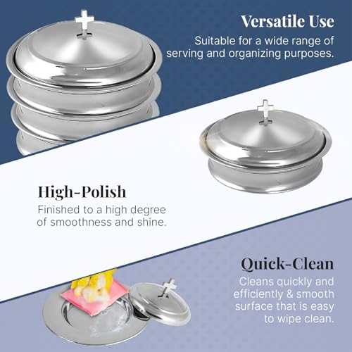 Communion Tray for Church with Lid, Stainless Steel - Set of 2 Trays