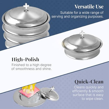 Communion Tray for Church with Lid, Stainless Steel - Set of 2 Trays