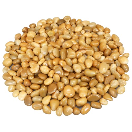 Fish Tank Rocks,Virekm River Rocks, Decorative Ornamental Pebbles | Garden Landscaping Stones Gravel Filler for Home Decoration Flower Bed Fish Tank Plants Vases Succulents - color: yellow, size: 10 Pounds