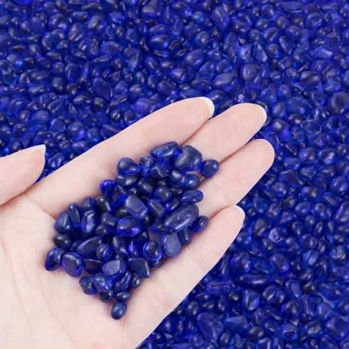 KIJOU Sea Glass Stones Dark Blue 14oz – Premium Polished Glass Pebbles for Vase Fillers, Crafts & Aquarium Decor - color: Green, size: 14oz