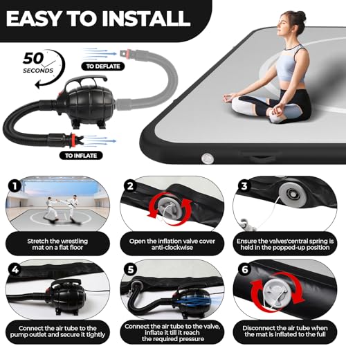 FAHKNS Inflatable Wrestling Mat for Home,10x10FT 4" Thick Jiu Jitsu Mats,Waterproof PVC Mat for Yoga,Gymnastics,BJJ, MMA,Grappling,Judo,Boxing,Martial Art