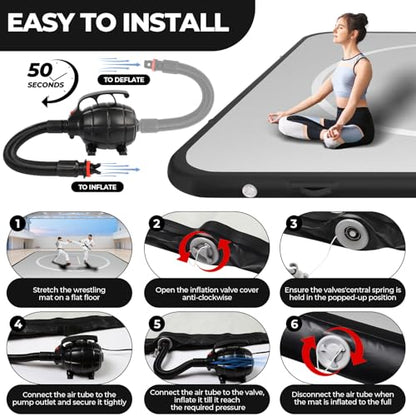 FAHKNS Inflatable Wrestling Mat for Home,10x10FT 4" Thick Jiu Jitsu Mats,Waterproof PVC Mat for Yoga,Gymnastics,BJJ, MMA,Grappling,Judo,Boxing,Martial Art