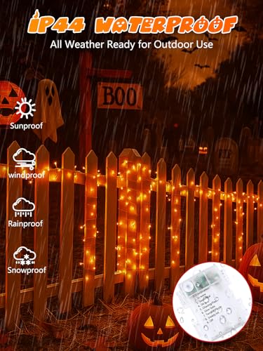 33FT 100 LED Battery Operated Halloween String Lights 8 Modes Twinkle Light - color: Orange, size: 1PK(100LED)