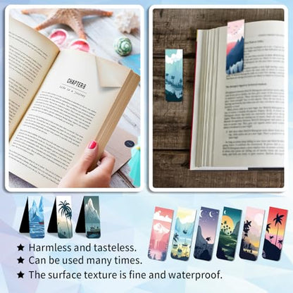 96 Pieces Magnetic Bookmarks Magnet Page Markers - Book Marks for Reading Women & Men with Storage Boxes - Cute Magnet Bookmark Clips for Reading Pleasure（Coconut Trees） - size: 96, style: Coconut Trees Style