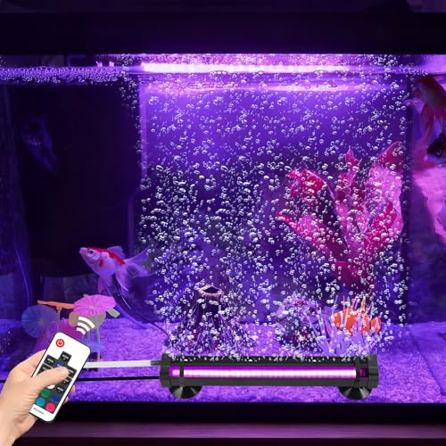 Submersible Bubble Aquarium Light：RGB Aquarium Light with Remote Control Oxygenator for Saltwater Coral Growth - 9 Inch Waterproof Fish Tank Light Designed for Aquarium Breeders - size: 9 inch Bubble