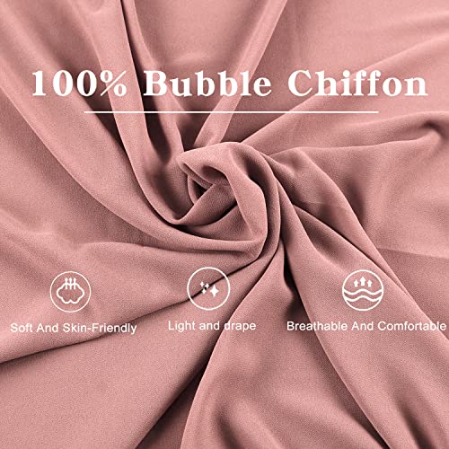 Instant Chiffon Hijab with Tie Back Under Cap Solid Color Soft Chiffon Scarf With Hijab Inner Caps For Muslim Women - color: Ash Rose