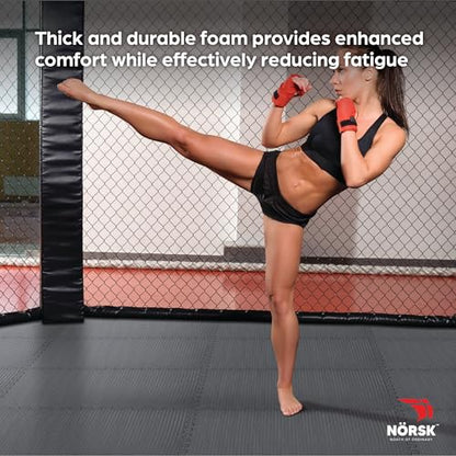 Reversible Exercise Mats 3/4" Thick EVA Interlocking Foam Tiles, Perfect Home Gym Flooring, 4 Tiles & 8 Trim Pieces, 16 Sq. Ft. 24"x24", Gray/Black - color: Gray/Black, size: 4 Tiles - 16 Sq. Ft.