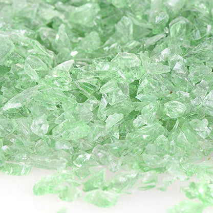 Shiny Stone High Luster Reflective Fire Glass Gravel,Fire Gems,Fire Drops,Fire Glass Pebbles Stones Beads Chips for Fire Pit Fish Tank Aquarium Garden,3-6mm 305g/0.67lb (Light Green) - color: Light Green