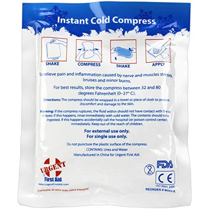 Instant Cold Pack, 5" x 6" (4" x 5" Cold Area) - Disposable Cold Compresses: No Chilling Required - Squeeze & Shake for Quick, Effective First aid Treatment & Relief of Aches, Pains, Bumps & Bruises - size: 1 Count (Pack of 1)