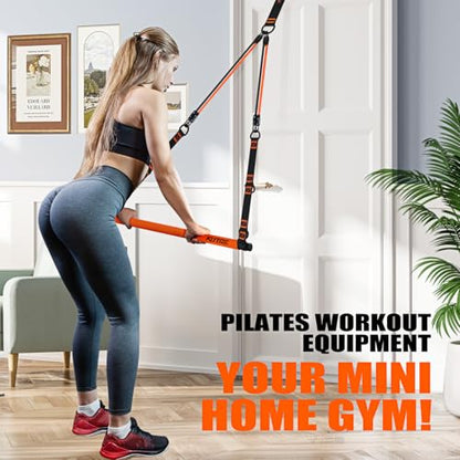 KUTIZE Pilates Bar Kit with Resistance Bands, Pilates Equipment, Multifunctional Pilates Bar for Women & Men, Pilates kit for Hip, Back, Arm, Full-Body Workouts, Home Gym Strength Training Equipment - style: 1-Orange