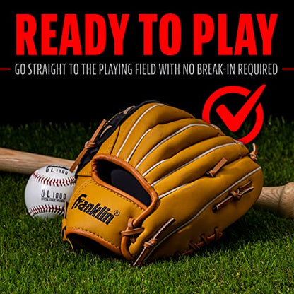 Franklin Sports Field Master Baseball + Softball Glove - Field Master Adult + Youth Baseball + Softball Mitt - Men's + Women's Gloves - color: Tan, style: 10.5" - Basket Web