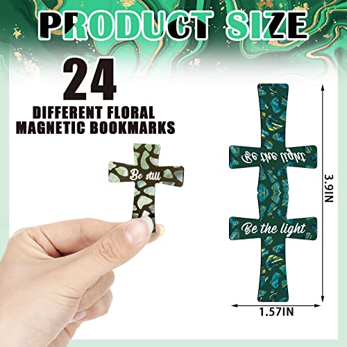 48 Pcs Magnetic Cross Bookmarks Bulk Church Gifts Christian Gifts for Women Bulk Christian Bookmarks Bible Verse Magnetic Page Clips for Women Christmas School Bible Study Group(Marble Style) - style: Marble Style