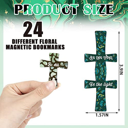 48 Pcs Magnetic Cross Bookmarks Bulk Church Gifts Christian Gifts for Women Bulk Christian Bookmarks Bible Verse Magnetic Page Clips for Women Christmas School Bible Study Group(Marble Style) - style: Marble Style