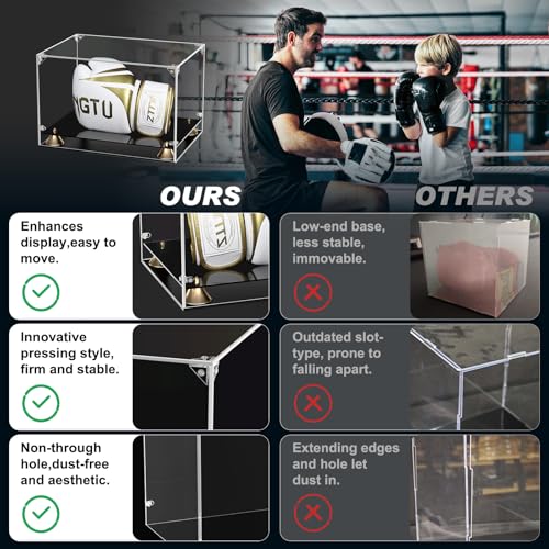 KOLIPI Boxing Glove Display Case, Clear Acrylic Display Case with Double Layer Base for Full Size Boxing Glove, Self-Assembly Showcase Protector for Signed Memorabilia - size: Boxing Glove Case, 13x9x9 inches