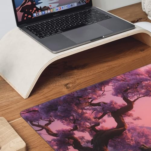XXL Gaming Mouse Pad 35.4x15.7 Inch, Large Extended Desk Mat | Cherry Blossom Design, Non-Slip Rubber Base, Water-Resistant Surface and Stitched Edges for Gaming, Office & Home - color: Cherry Blossom