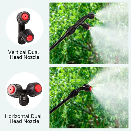 Acid Resistant Sprayer Wand with 4 Types of Nozzles, Pump Replacement Sprayer Wand with 1/4" & 3/8" Brass Barbs and 2 Hose Clamps