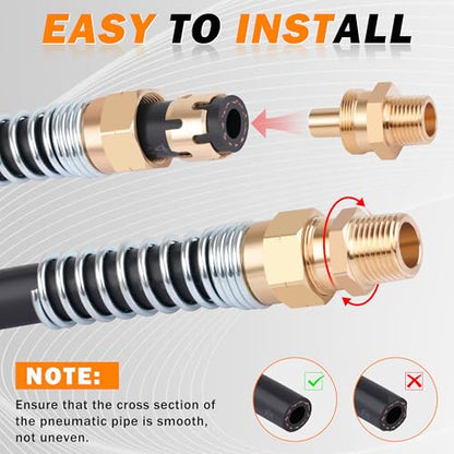 4PCS Brass DOT 1/2” Hose x 3/8" Male Air Brake Hose End Fitting | DOT Approved Air Fittings with Spring Guards, with 8Pcs Fitting Sleeve Tubes, 3/8” Male Connector for Rubber Tube - size: 1/2" Hose x 3/8" Male, style: 4pcs Connector with Spring Guard