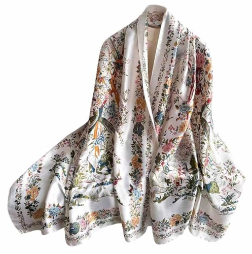 Xyueanlo Scarfs for Women Lightweight Scarves Fashion Print Floral Pattern Head Scarf Wraps Shawls - color: Flower White