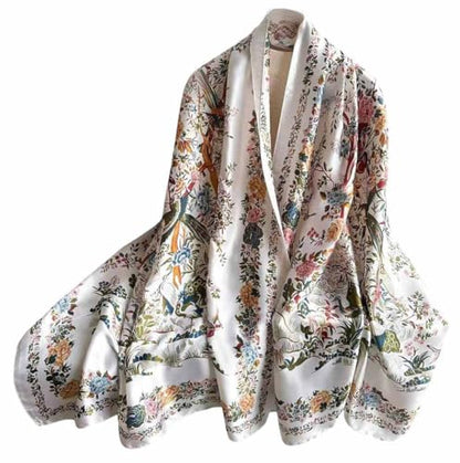 Xyueanlo Scarfs for Women Lightweight Scarves Fashion Print Floral Pattern Head Scarf Wraps Shawls - color: Flower White