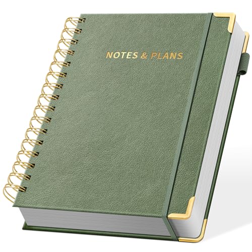 Ovesmusl Undated Daily Planner - 126 Days Hourly Schedule & To Do List - A5 PU Leather Hardcover Spiral Notebook planner with stickers, Metal Corner Protectors & Back Pocket for Work & School, Green - style: Green
