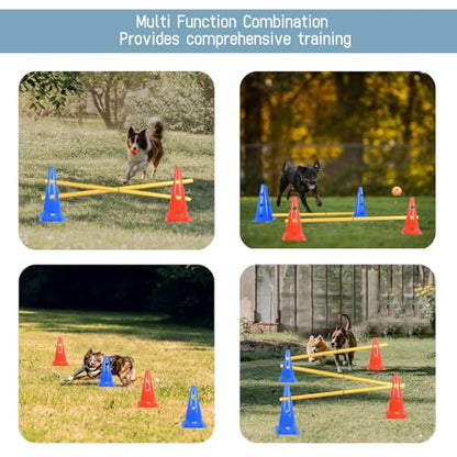 TNZMART Dog Agility Hurdle Cones Pet Jump Training Set Dog Agility Course Backyard Set Adjustable Obstacle Training Set (Mix, 6 Sets) - color: Mix