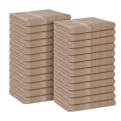 Avalon Towels Salon Towel - Beige Hand Towels Bulk Pack of 24 - 100% Cotton Absorbent Spa, Facial & Gym Towel for Working Out - 16x27 Inches (Not Bleach Proof) - color: Beige